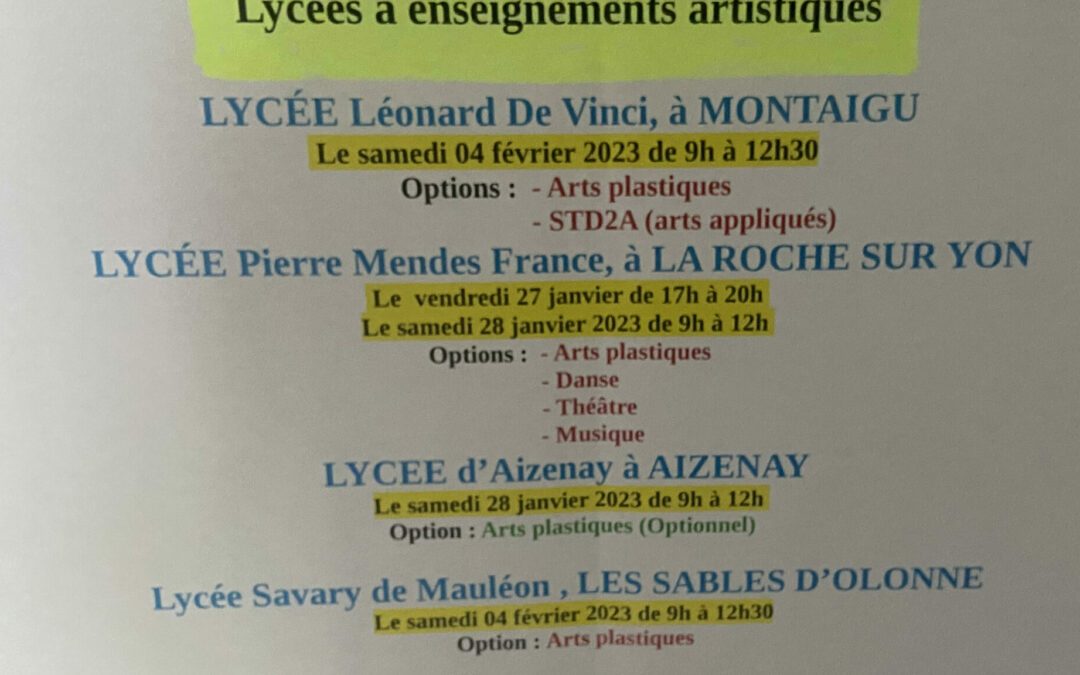 Portes Ouvertes des lycées à enseignement artistiques